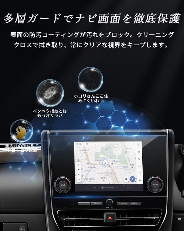 アルファード 40系 Xグレード専用 強化ガラスナビ保護フィルム 9H アンチグレア