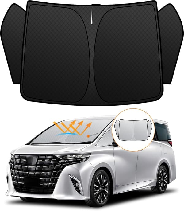 トヨタ アルファード/ヴェルファイア 40系 専用フロントガラスサンシェード 6層構造 UVカット 折り畳み式 収納袋付き