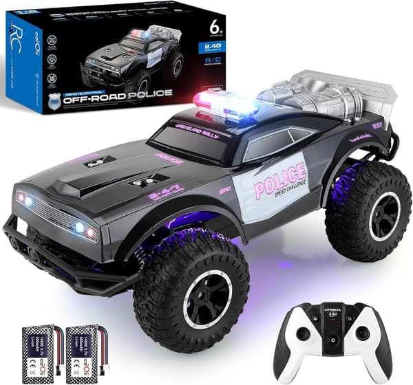オフロードラジコンパトカー 1/8サイズ サイレン・LED搭載 充電池2個付 子供向け 人気 игрушка