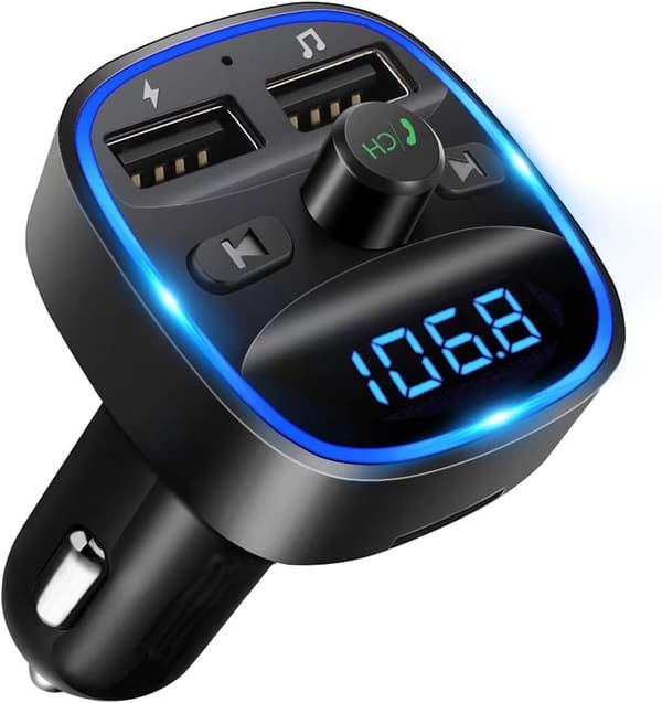 Bluetooth対応 FMトランスミッター 車載充電器 USB急速充電 LEDディスプレイ 2ポート 12V-24V対応