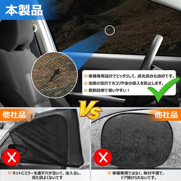 日産ノート E13系用 遮光マグネット式メッシュカーテン サンシェード 運転席・助手席用 2枚セット