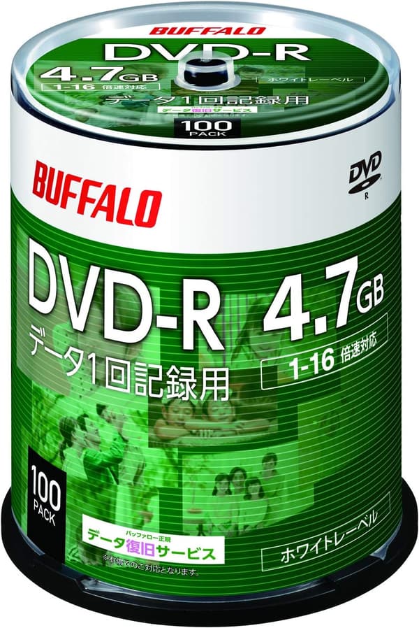 バッファロー DVD-R 1回記録用 4.7GB ホワイトレーベル 100枚 スピンドル