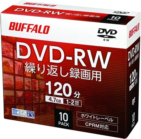 バッファロー DVD-RW 4.7GB 10枚セット 片面 1-2倍速 CPRM対応 ホワイトレーベル