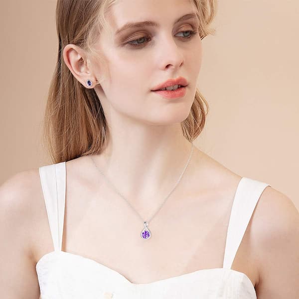 誕生日プレゼントに最適な12ヵ月誕生石ネックレス レディース シルバー925 プラチナメッキ しずくモチーフ