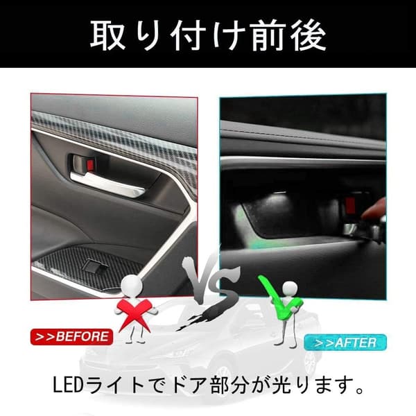 トヨタ プリウス30系 インナードアハンドル LEDイルミネーション 4点セット（ホワイト）