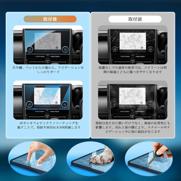 トヨタ アルファード 40系 専用 9.8インチ ナビ用 保護フィルム 2枚入り【超透明・指紋・キズ防止】