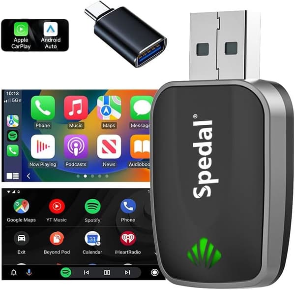 【2025年モデル】Spedal 2in1 ワイヤレスアダプター CarPlay＆Android Auto専用 自動接続・プラグ＆プレイ対応