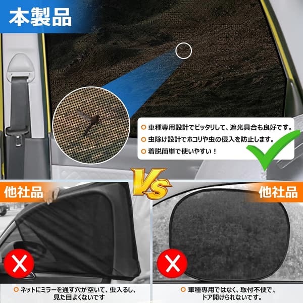 ダイハツタント LA650系 メッシュカーテン 遮光マグネット式 サンシェード 2枚セット