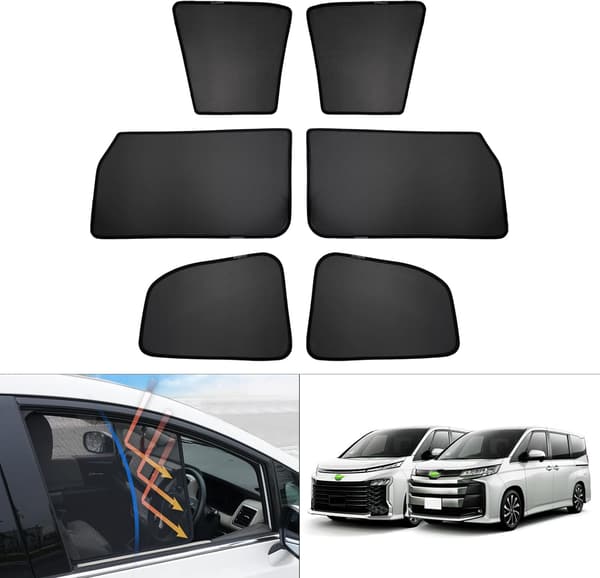 トヨタ ヴォクシー/ノア 90系専用 高密メッシュ遮光サンシェード 6枚セット 断熱 UVカット 簡単着脱