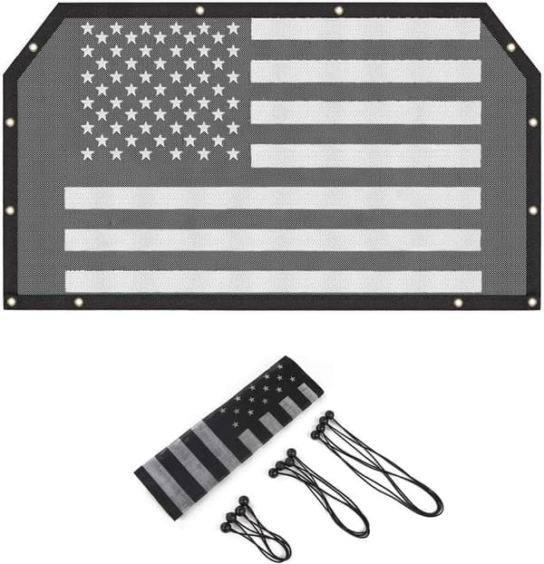 ジープ ラングラーJL/JLU 2018-2021 & グラディエーターJT 2020-2021用 メッシュビキニトップ UV保護 アメリカ国旗デザイン