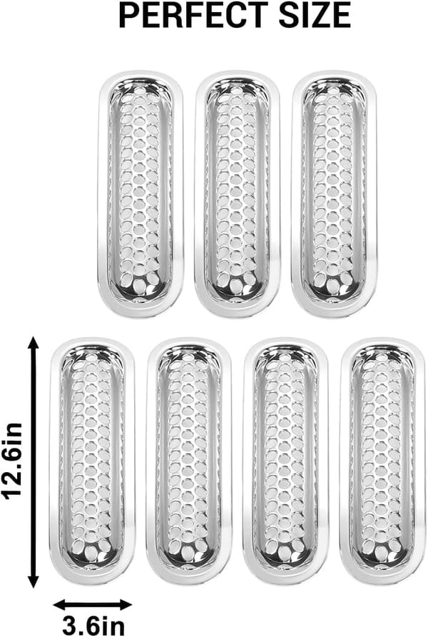 2007-2018 Jeep Wrangler JK & Unlimited用 クロムメッシュグリルインサート