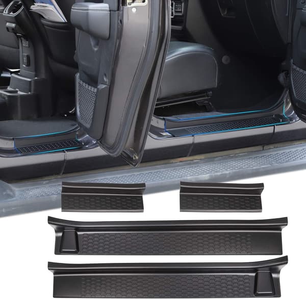 ジープラングラーJL/JLU用ドアエントリースカッフプレートカバー4個セット(2018-2022年対応)