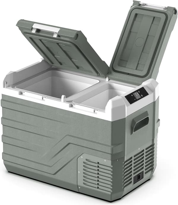 車載冷蔵庫 31L 2室ポータブル -20℃～20℃ 独立温度制御 静音 3WAY電源対応 アウトドア・キャンプ用