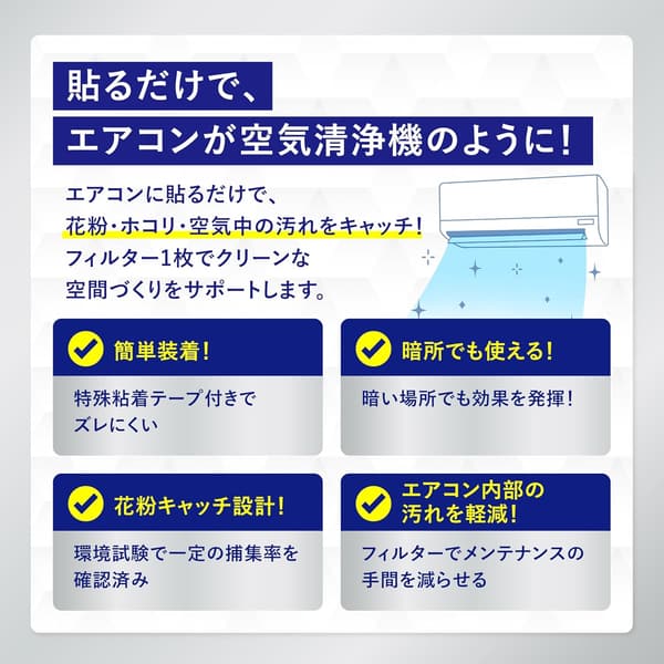 空気清浄機用壁掛けフィルター 花粉・ハウスダスト対策 99%カビ菌除去 2枚入り
