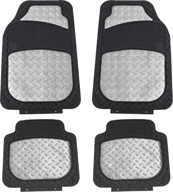 車用フロアマット シルバー ハサミカット可 フロント71×37〜46cm リア46×32〜46cm【日本正規輸入品】