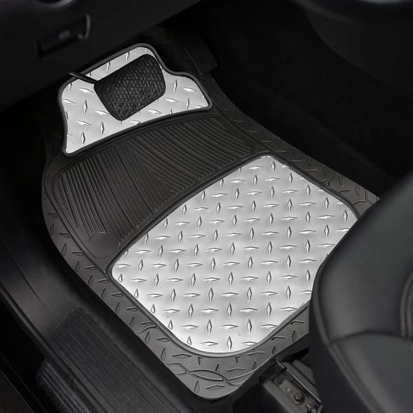 車用フロアマット シルバー ハサミカット可 フロント71×37〜46cm リア46×32〜46cm【日本正規輸入品】