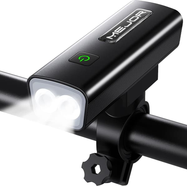 自転車用充電式ライト 2200ルーメン・モバイルバッテリー機能付き IPX5防水・LED大ワイド照明