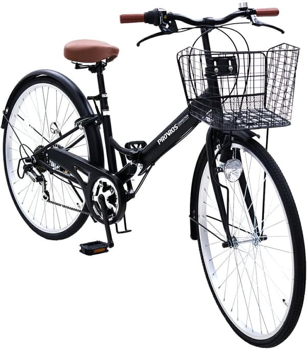 折りたたみ自転車 26インチ 6段変速 シマノ製 LEDライト付【メーカー保証1年】