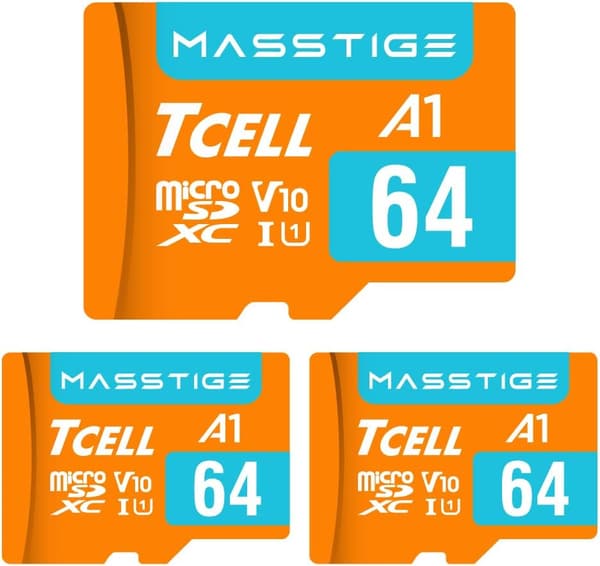 TCELL MASSTIGE 64GB microSDXCメモリカード 3個セット アダプター付き 4K対応