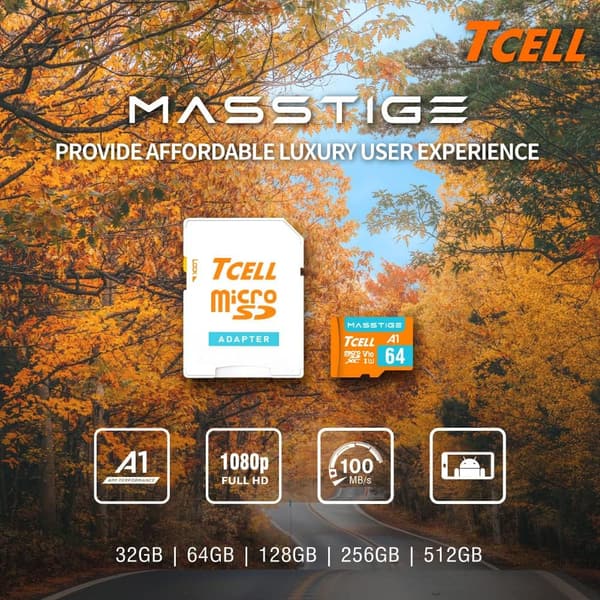 TCELL MASSTIGE 64GB microSDXCメモリカード 3個セット アダプター付き 4K対応