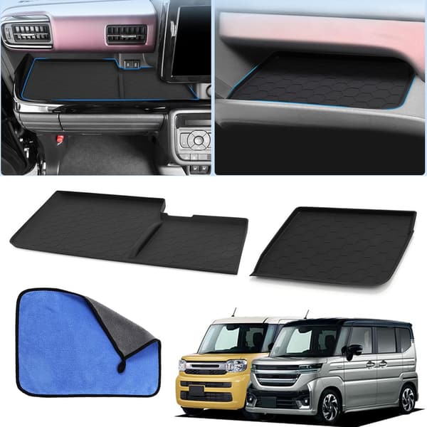 スペーシアカスタム MK54S/MK94S 用 ノンスリップラバーマット 助手席・運転席用 防水・耐摩耗 小物入れ