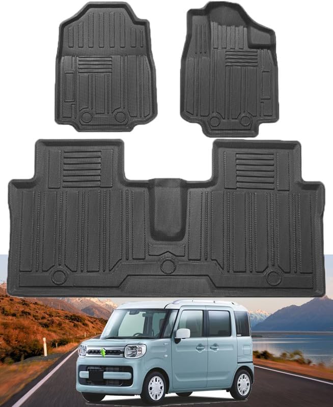 スペーシア MK53S 用 TPE素材 フロアマット 3Pセット ブラック 耐汚れ・防水タイプ