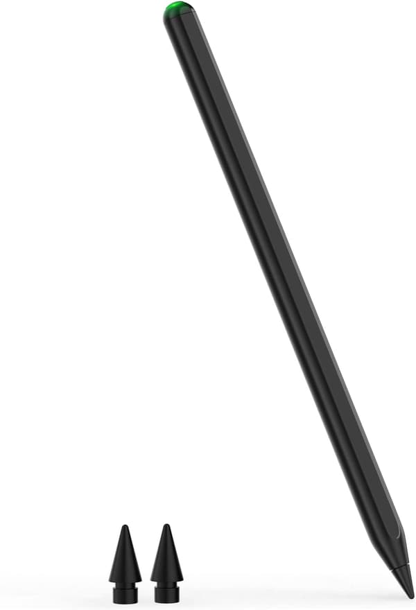 キングワン Apple Pencil 互換品 超高感度 ワイヤレス充電 スタイラス (黒)