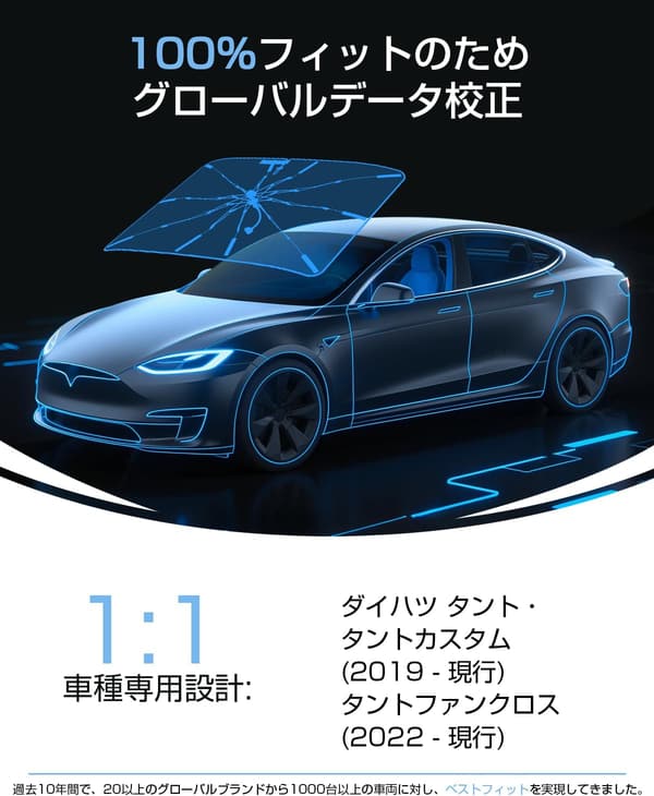 ダイハツ タント 専用 サンシェード 10本骨 UVカット 遮光断熱 収納袋付き
