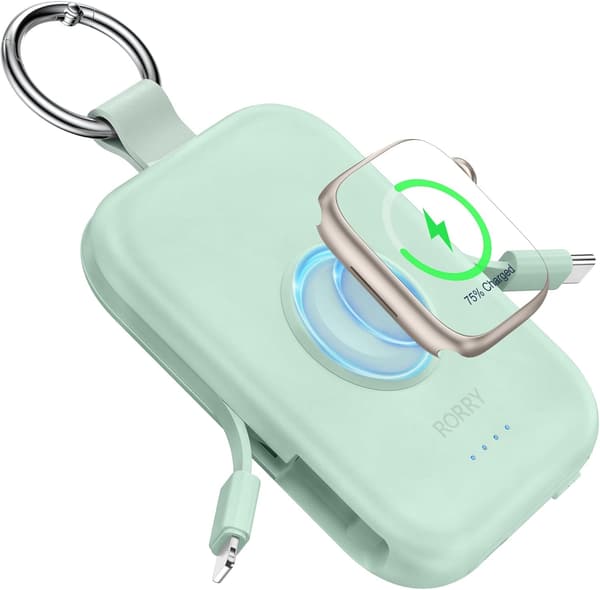 Apple Watch対応 5000mAh モバイルバッテリー 充電器 【軽量・コンパクト・PSE認証済】 グリーン