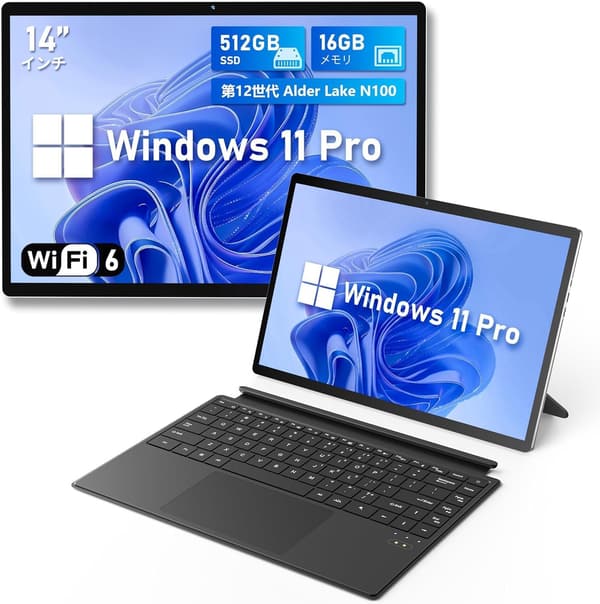 NIAKUN 2in1 タブレットPC Windows11 Pro 14インチ メモリ16GB/ストレージ512GB ブラック