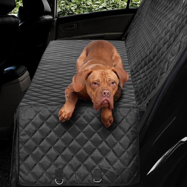 犬用防水滑り止めシートカバー - トラック・SUV対応 後部座席用 ブラック