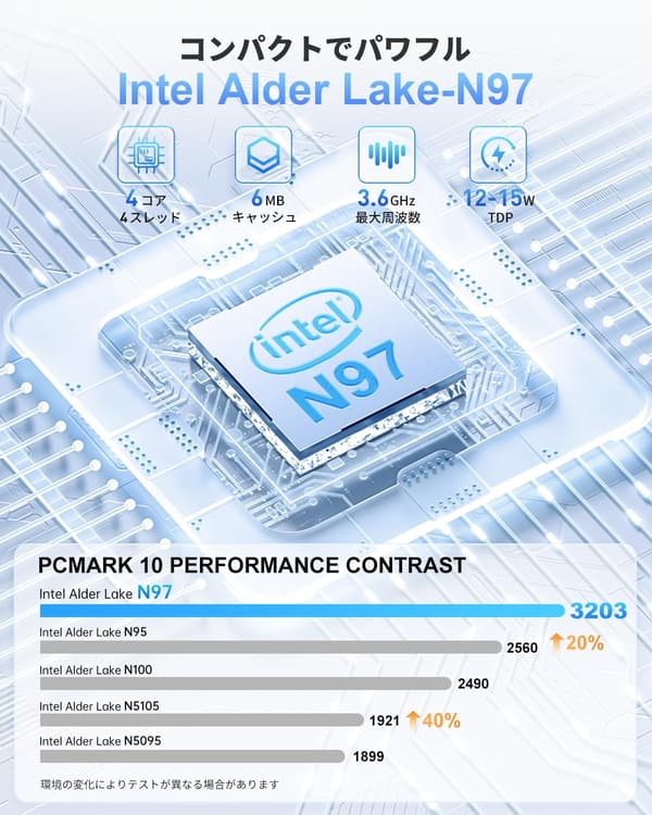 ミニPC N97 - Windows11 Pro、8GB RAM、256GB SSD、最大3.60GHz、4K出力対応、静音設計、小型軽量パソコン
